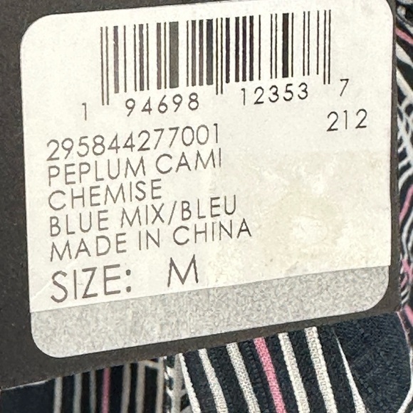 Club Monaco Sleeveless Plaid Peplum Cami Chemise - Blue Pink White - size Medium - Picture 7 of 10